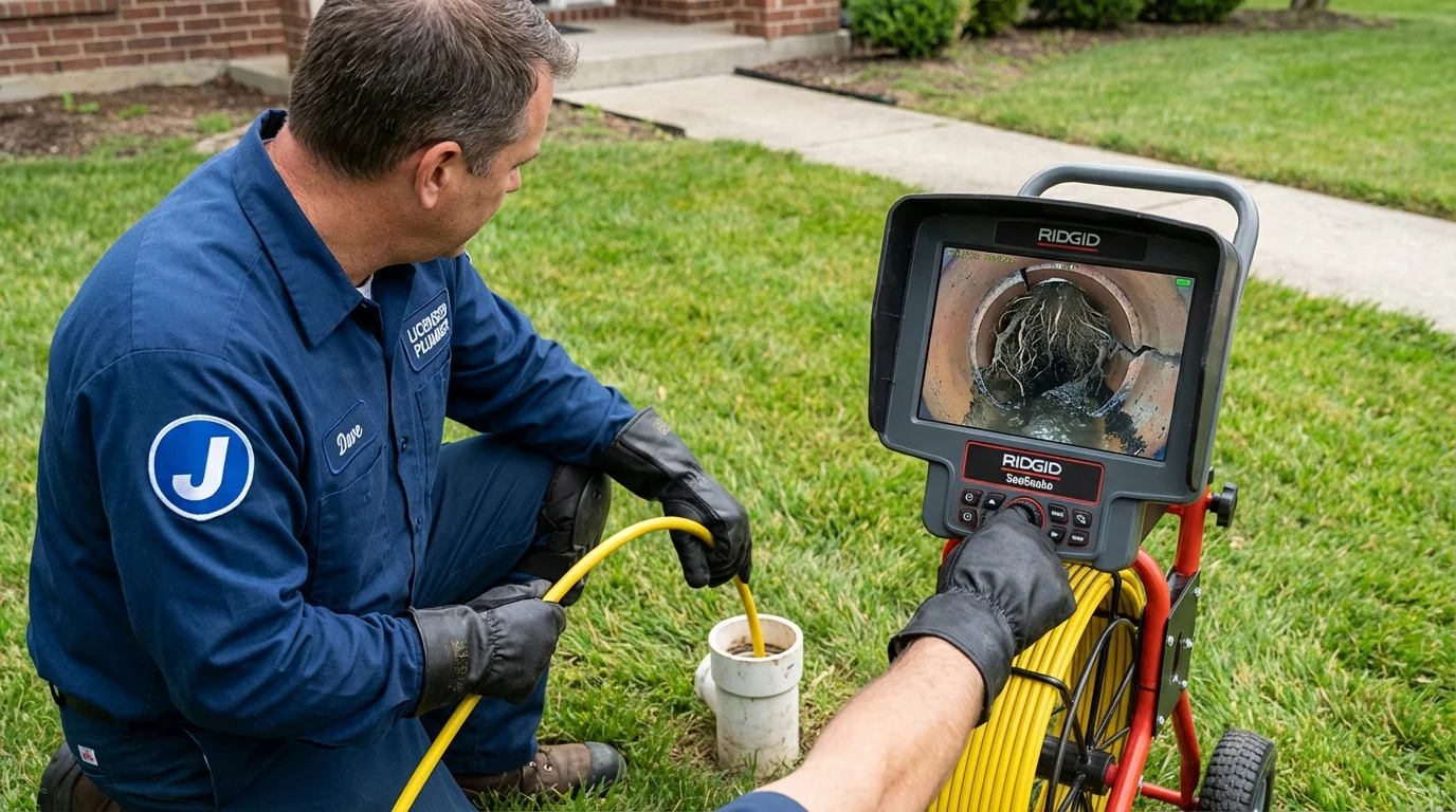 Sewer camera inspection being performed by Johns Plumbing LLC in York