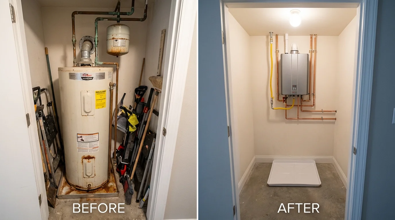 Tank water heater versus wall-mounted tankless unit comparison for York, SC homeowners